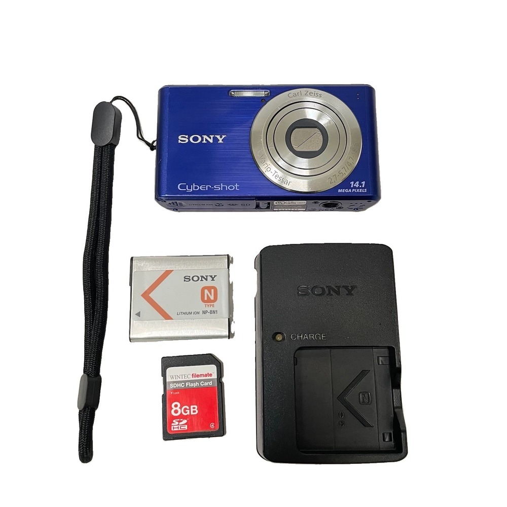 Sony Cyber-Shot DSC-W530 14.1MP Digital Camera Blue WORKS Battery Charger *READ